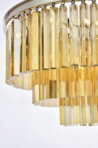 Sydney 9 light polished nickel Chandelier Golden Teak (Smoky) Royal Cut Crystal