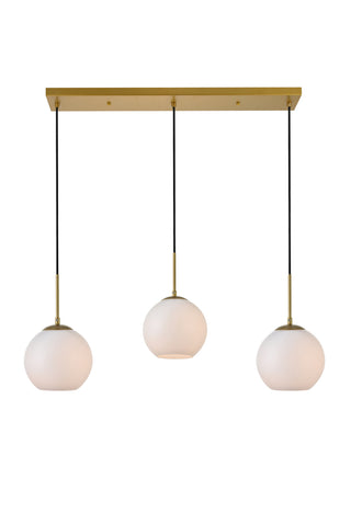 Baxter 3 Lights Brass Pendant With Frosted White Glass