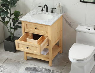 24 inch Single bathroom vanity in natural wood