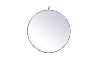 Metal frame round mirror with decorative hook 21 inch in silver