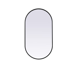 Metal Frame Oval Mirror 20x36 Inch in Black