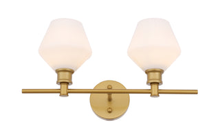 Gene 2 light Brass and Frosted white glass Wall sconce