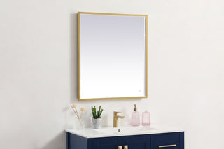 Pier 27x30 inch LED mirror with adjustable color temperature 3000K/4200K/6400K in brass