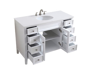 48 inch Single Bathroom vanity in White with ivory white engineered marble