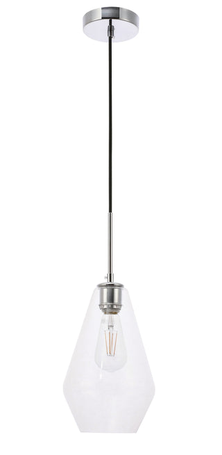 Gene 1 light Chrome and Clear glass pendant