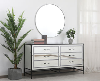 60 inch mirrored 6 drawers chest in black
