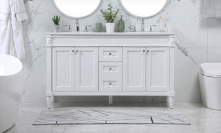 60 inch double bathroom vanity in white