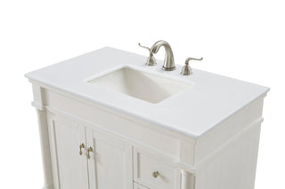 36 inch Single Bathroom vanity in Antique White with ivory white engineered marble