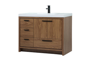 42 inch Single bathroom vanity in walnut brown