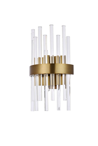 Dallas 2 light Gold and Clear Wall Sconce Clear Royal Cut Crystal