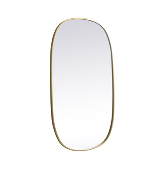 Metal Frame Oval Mirror 30x48 Inch in Brass