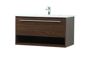 36 inch Single bathroom vanity in walnut