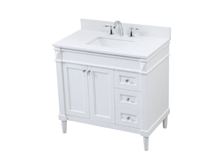 36 inch Single bathroom vanity in white with backsplash