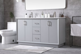 60 Inch Double Bathroom Vanity In Grey