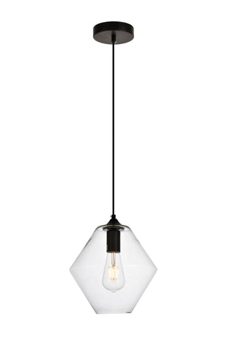 Placido Collection Pendant D9.4 H10.8 Lt:1 Black and Clear Finish