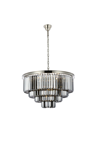 Sydney 17 light polished nickel Chandelier Silver Shade (Grey) Royal Cut Crystal