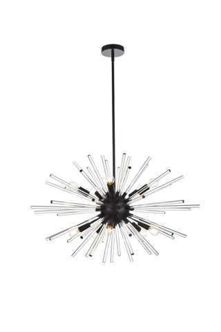 Sienna 36 inch crystal rod pendant in black