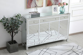 56 inch mirrored credenza in white