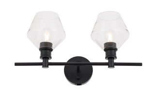 Gene 2 light Black and Clear glass Wall sconce