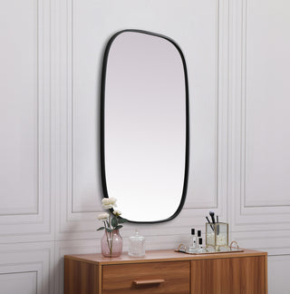 Metal Frame Oval Mirror 24x40 Inch in Black