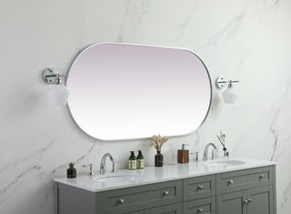 Metal Frame Oval Mirror 30x60 Inch in Silver