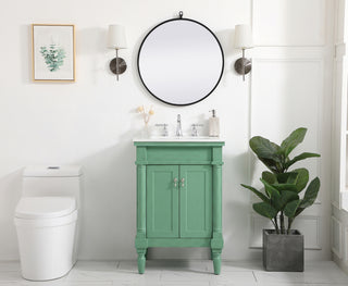 24 inch Single Bathroom vanity in vintage mint with ivory white engineered marble