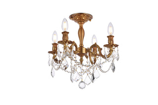 Rosalia 4 light French Gold Flush Mount Clear Royal Cut Crystal