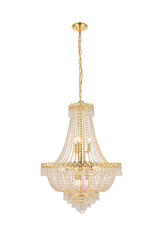 Century 12 light Gold Chandelier Clear Royal Cut Crystal