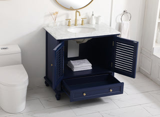 36 inch Single bathroom vanity in blue