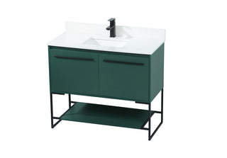 40 inch Single bathroom vanity in green with backsplash