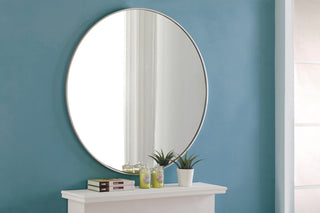 Metal frame Round Mirror 42 inch Silver finish