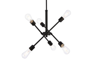 Axel 6 lights black pendant with hanging rod