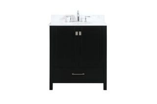 30 inch Single bathroom vanity in black with backsplash