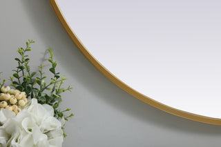 Metal Frame Oval Mirror 27x36 Inch in Brass