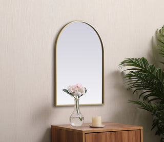 Metal Frame Arch Mirror 22x30 Inch in Brass