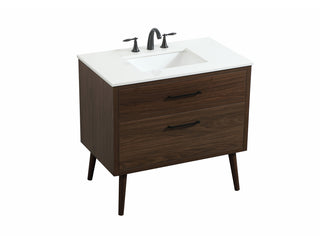 36 inch Single bathroom vanity in walnut