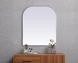 Metal Frame Arch Mirror 36x42 Inch in Silver