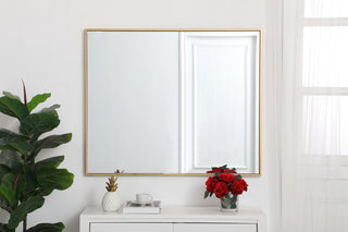 Metal frame rectangle mirror 30 inch in Brass