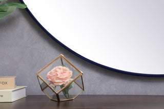 Metal frame round mirror 45 inch in Blue