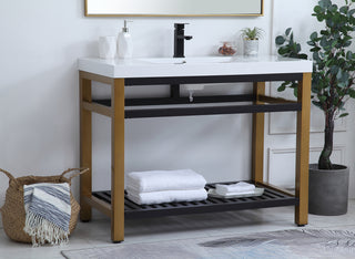 42 inch Single Bathroom Metal Vanity in Golden Black