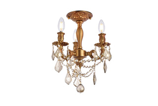 Rosalia 3 light French Gold Flush Mount Golden Teak (Smoky) Royal Cut Crystal