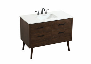 42 inch Single bathroom vanity in walnut