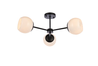 Briggs 26 inch flush mount in black with white shade