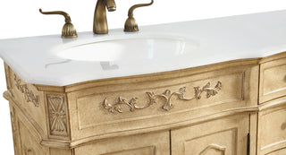 60 inch Double Bathroom vanity in Antique Beige with ivory white engineered marble