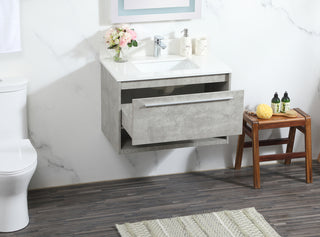 30 inch Single bathroom vanity in concrete grey with backsplash