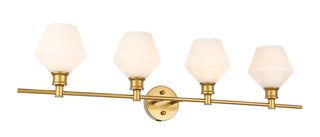 Gene 4 light Brass and Frosted white glass Wall sconce