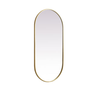 Metal Frame Oval Mirror 24x48 Inch in Brass