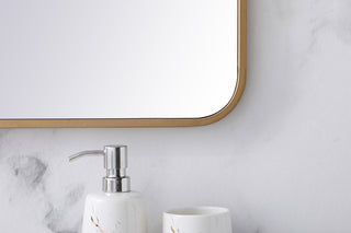 Soft corner metal rectangular mirror 36x40 inch in Brass