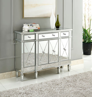 3 Drawer 4 Door Cabinet 48 .In. X 14 In. X 36 In. in silver Clear