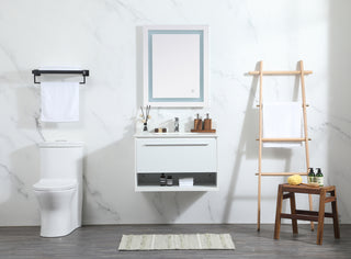 30 inch Single bathroom vanity in white with backsplash